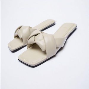 Zara braided leather flat sandals.  Size 38